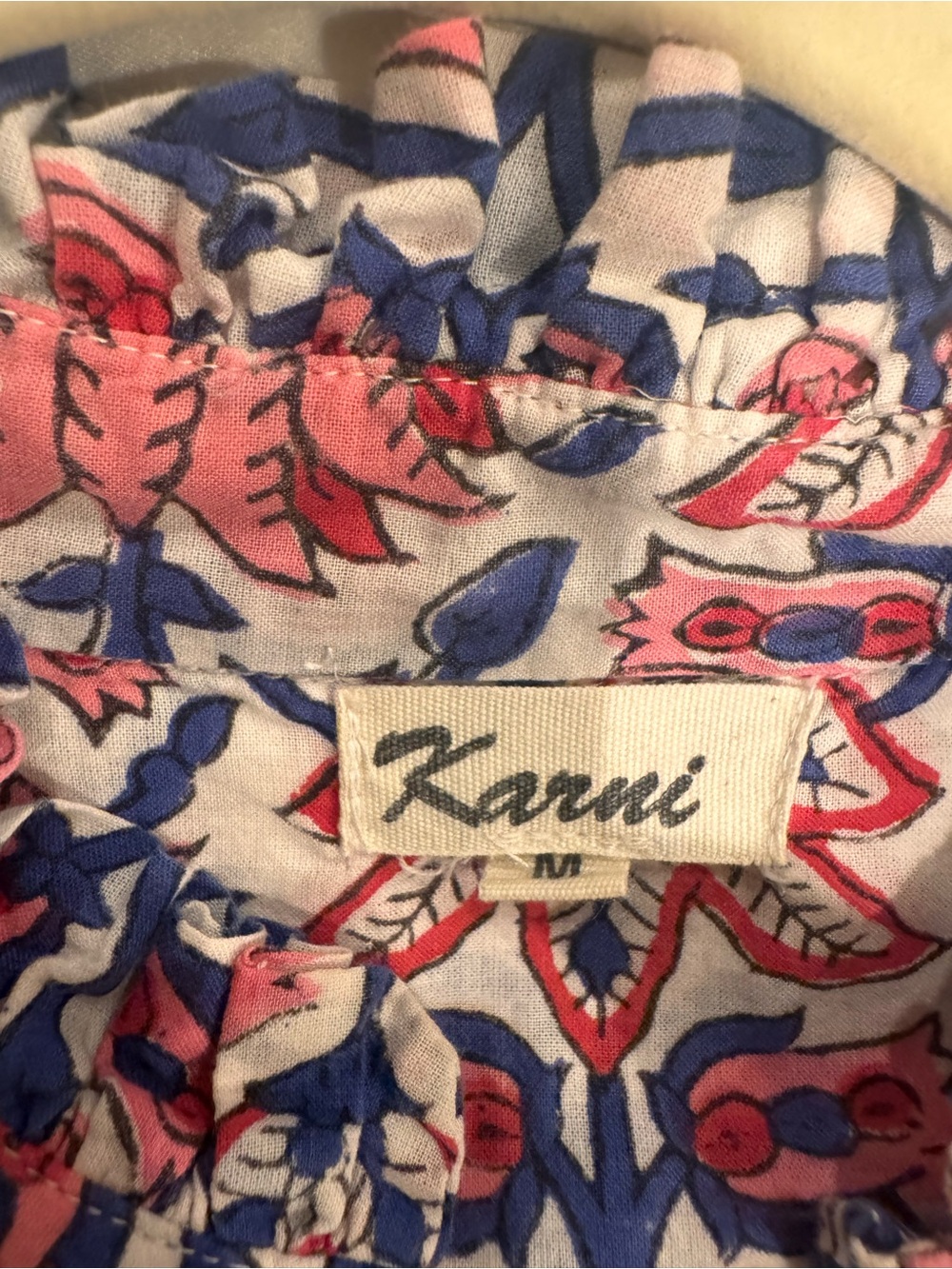 Floral Pink & Navy Maxi Dress with Puff Sleeves - Picture 3 of 3